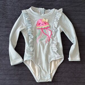 Nicole Miller Striped Long Sleeve Jellyfish Bodysuit size 24 months